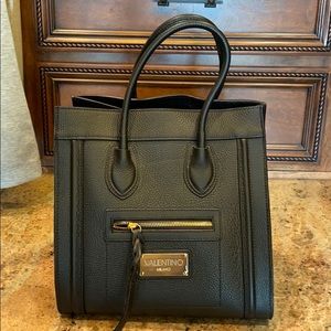 Large black leather and suede Valentino tote
